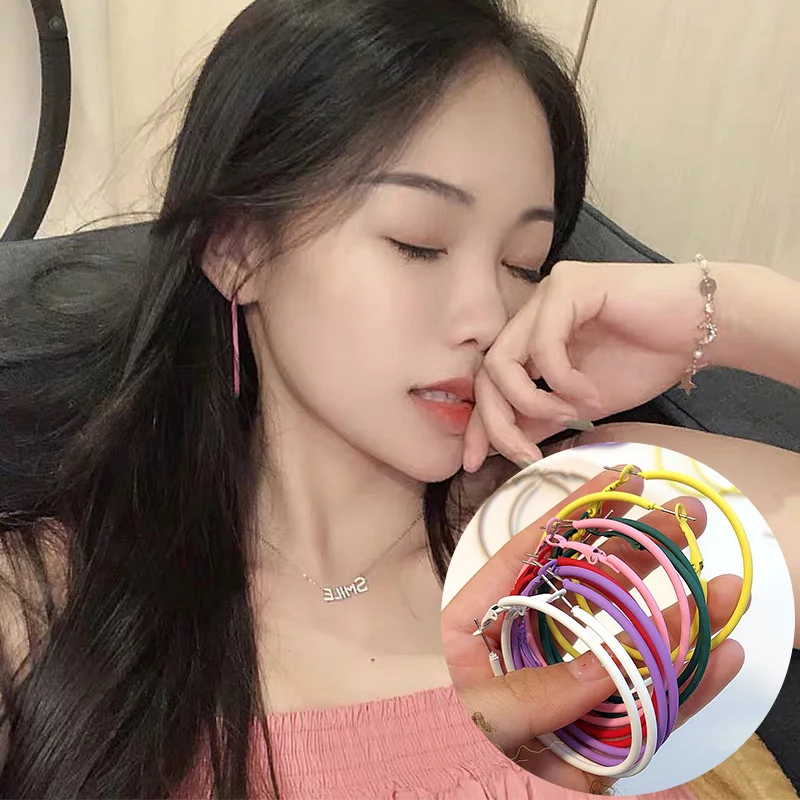 Большие серьги-кольца прозрачные полимерные яркие толстые акриловые круглые