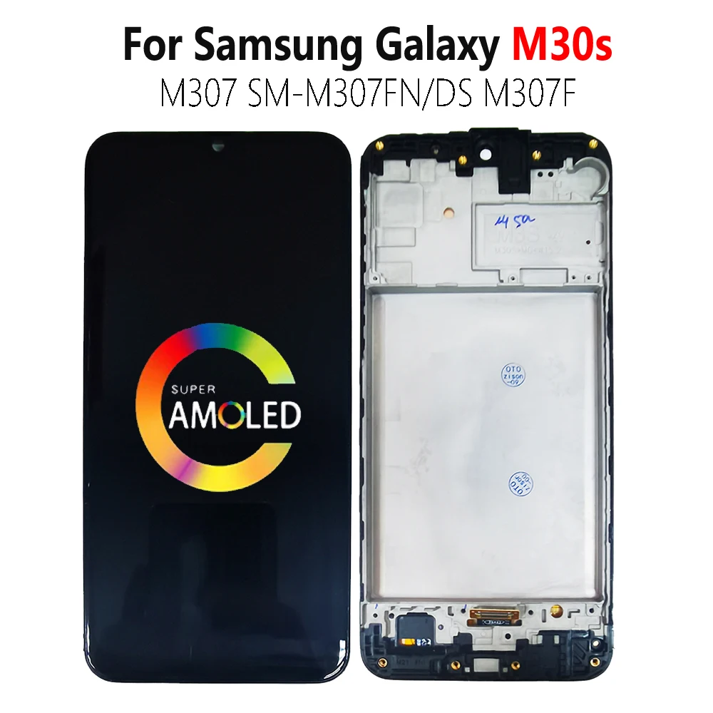 Cena Super AMOLED M30s M307 LCD Do SAMSUNG Galaxy SM-M307FN/DS M307F Ekran Dotykowy Digitizer Zgromadzenie Z Ramą 6.4
