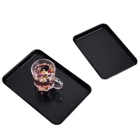melamine square tray large strong black color cutlery tray restaurant serving tray durable glossy coffee tea flat tray