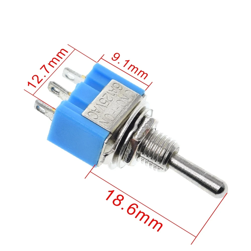 10 шт. синие мини переключатели SPDT ON/ON AC125V 6A с 2 мя позициями 3 шпильки