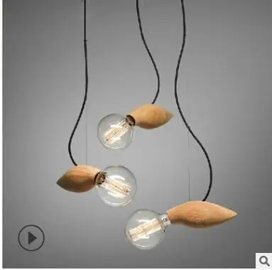 

Скандинавская люстра, креативная индивидуальная лампа в стиле лофт, ретро, для бара, кафе, ресторана, твердая древесина, художественная ламп...