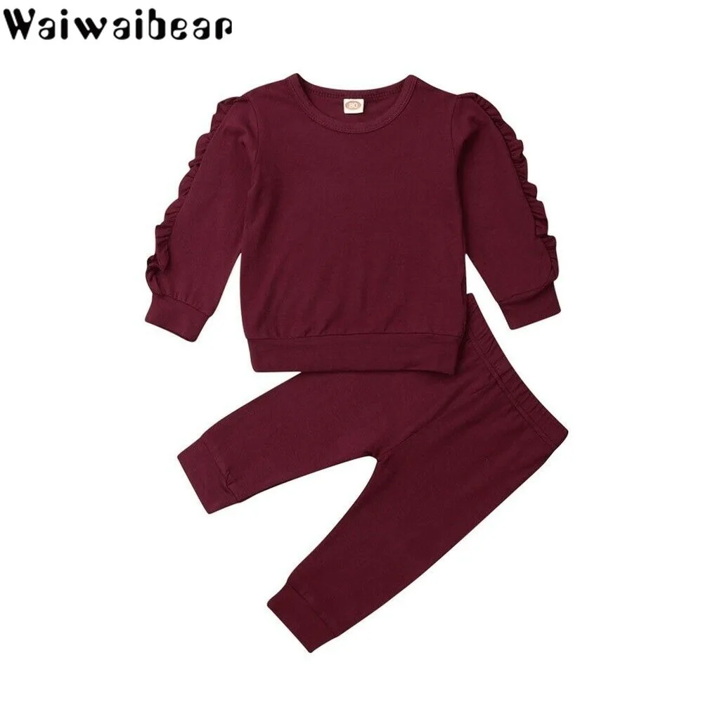2 шт./компл. одежда для маленьких девочек Женский Топ с длинным рукавом + леггинсы