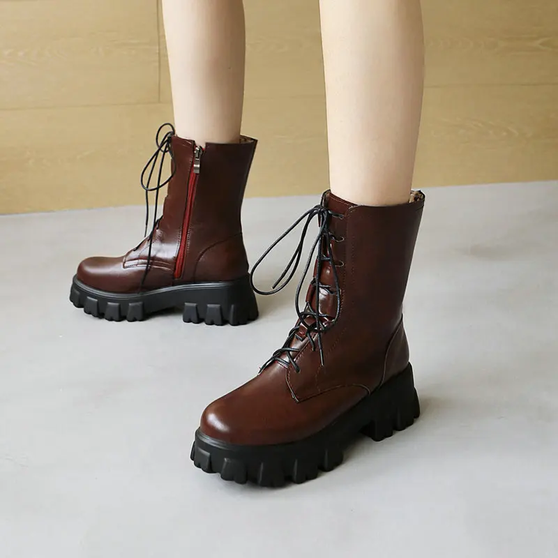 

PU Leather Ankle Boots Women Waterproof Fashion Zipper Short Boot Fashion High Heels White Black Winter Shoes Woman Large Size