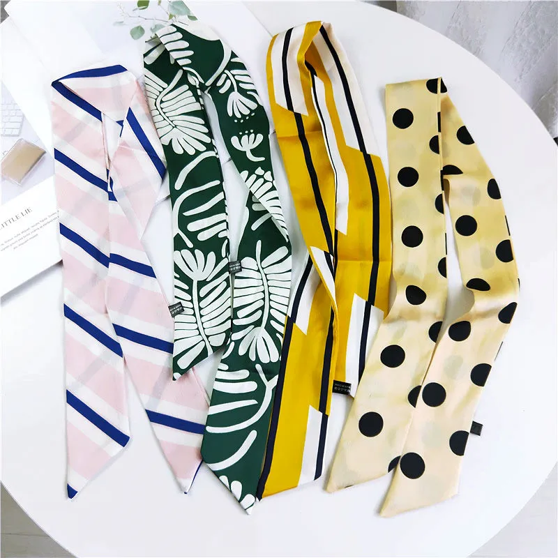 Женский шарф для волос модный Шелковый сатиновый с принтом 6*90 см шарфы