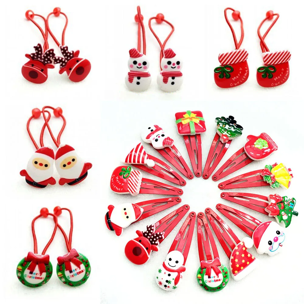

10Pcs Christmas Hair Accessories Kids Girl Candy Hairpin Baby Hair Clip Hair Rope Christmas Barrettes Headhand Decorations