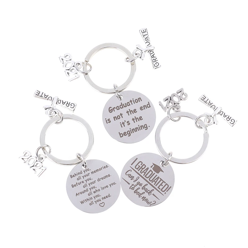 

1 шт. Нержавеющая сталь класса 2021 Выпускной цепочка для ключей подарки средней школы Колледж Вдохновенный ювелирных изделий