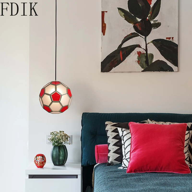 Креативные стеклянные подвесные светильники для футбола скандинавские