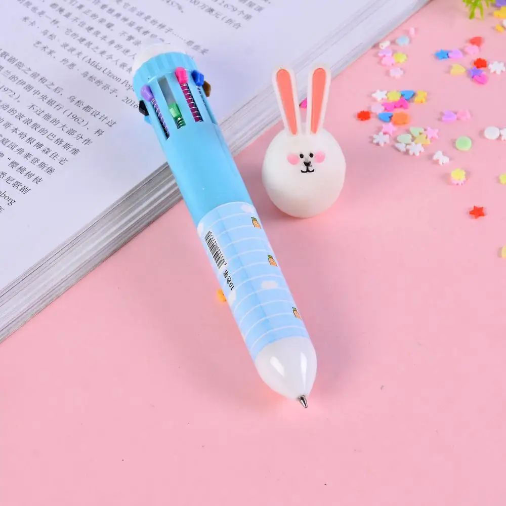 10 цветов милый кролик шариковая ручка Kawaii разноцветная шариковая ручка мультяшная ручка с динозавром для детей Подарки для девочек школьные канцелярские принадлежности