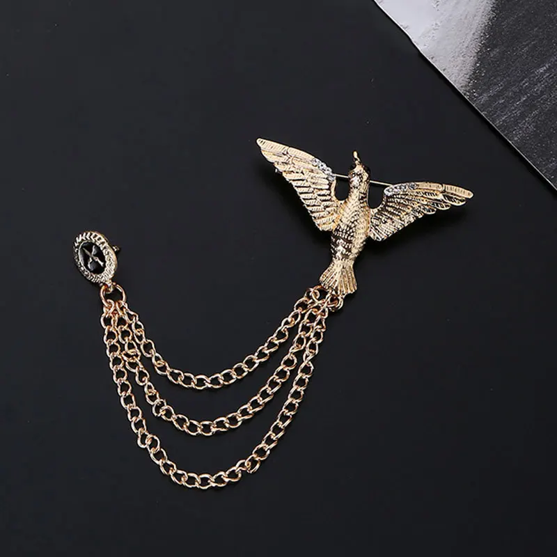 Винтажные Броши орла мужские аксессуары для костюма цепочка кисточка Брошь