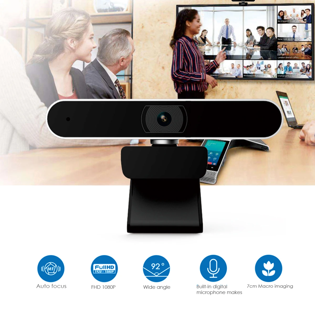

Auto focus Desktop Laptop USB Webcam 1080P Plug-n-Play Web Camera with Built-in Microphone for Live Class Conference