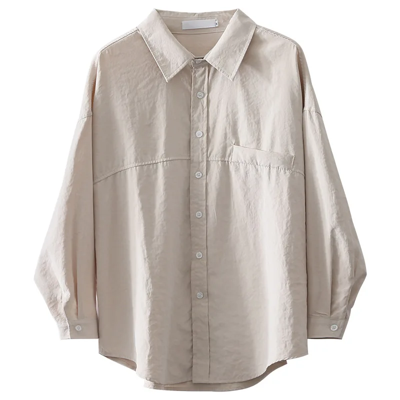 

Women White Blouse 2021 New Spring Autumn Casual Single Breasted Shirts Woman Loose Tops Clothing