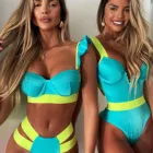 4 # Falbala бикини с высокой талией комплект раздельный купальник женский летний купальный костюм пуш-ап Ретро купальные костюмы Купальники Женские