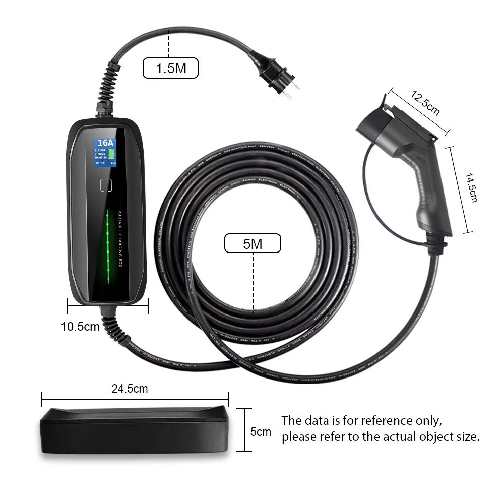 Тип 1 портативный EV зарядный ящик кабель переключаемый 10/16A CEE вилка электромобиль