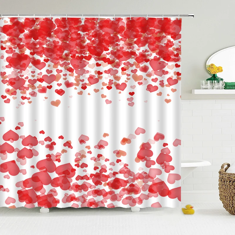 Занавеска для душа с 12 крючками водонепроницаемая моющаяся ткань 3D-принтом