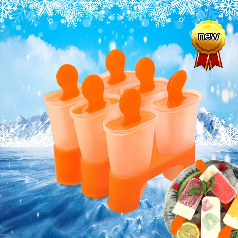 Lolly Mould Tray Pan Kitchen Randomly color 6 Cell Frozen Ice Cube Molds Popsicle Maker DIY Cream Tools Cooking tools |