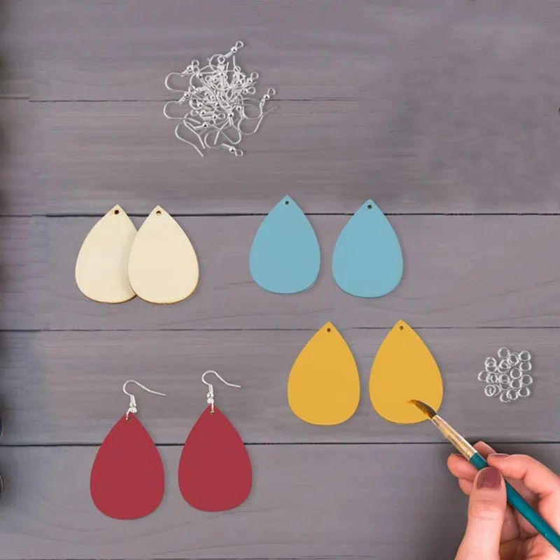 Серьги-подвески треугольные в форме слезы из необработанного дерева с крючками