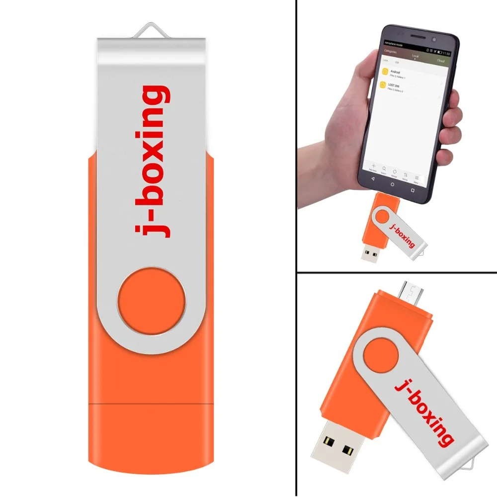 J-бокс OTG USB флэш-накопитель 64 ГБ 32 ГБ 16 ГБ 8 ГБ Флешка металлический поворотный USB 2,0 карта памяти для Android телефона ПК Macbook оранжевый