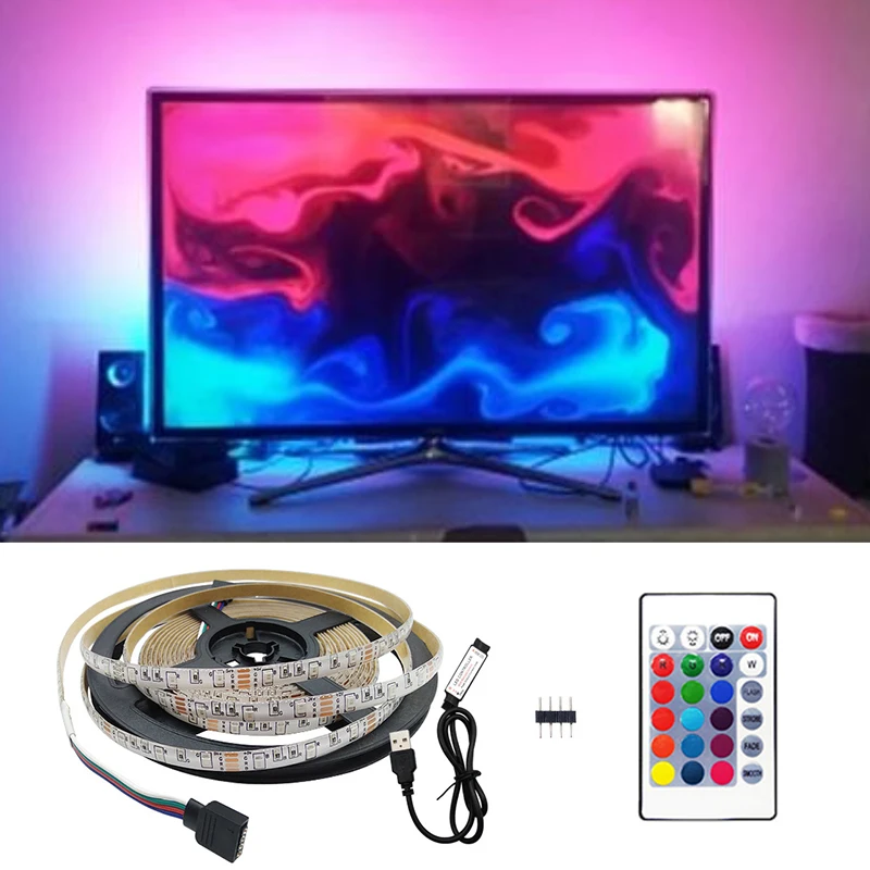 

Светодиодная лента RGB 5050 для компьютера, ПК, монитора, экрана, телевизора, подсветки, геймерского шкафа, ноутбука, 5 в постоянного тока, USB-подс...