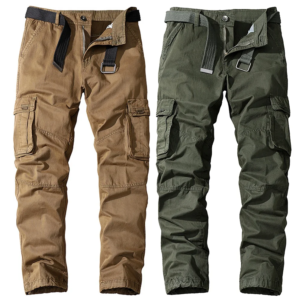 

Men's Trousers Solid Cotton Cargo Pants Men Outdoor Military Tactical Work Pants Multi-Pockets Trousers Fashion Clothing Male