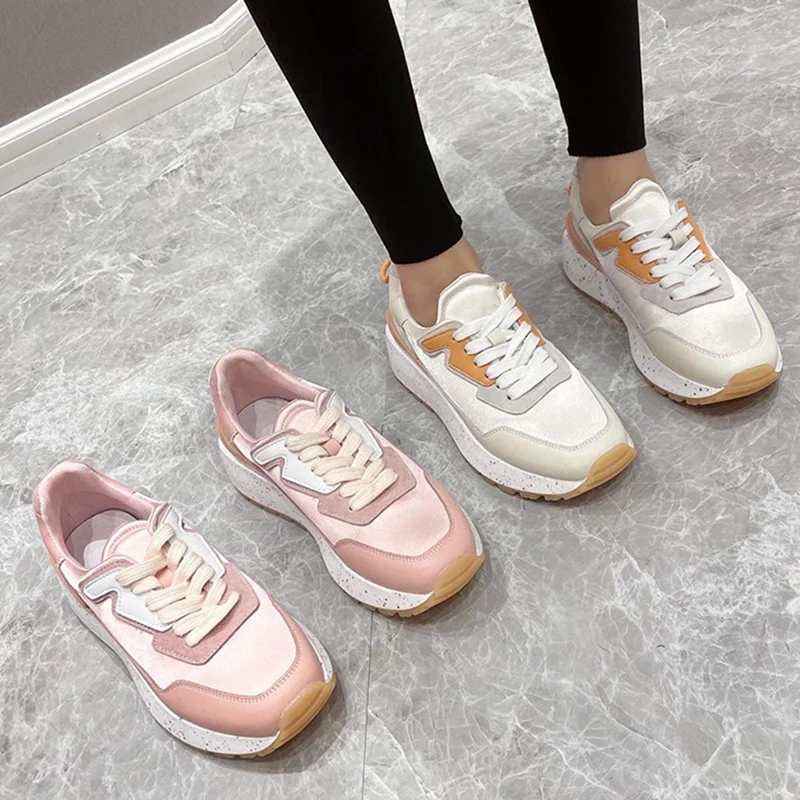 

RIZABINA 2021 Women Real leather Sneakers Round Toe Mixed Color Cross Strap New Spring Casual Female Footwear Size 35-40
