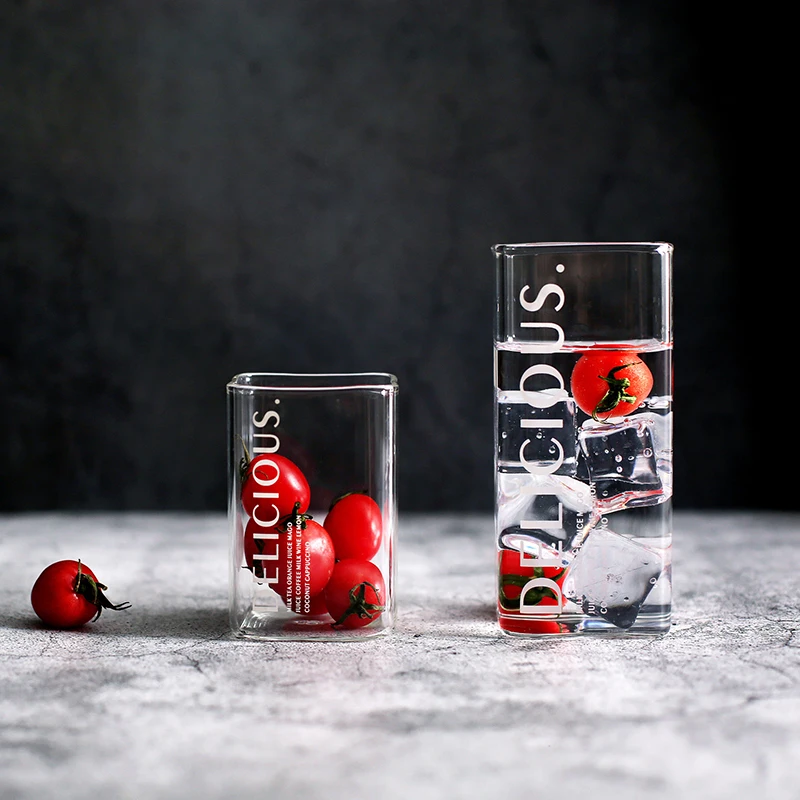 Креативная прозрачная стеклянная чашка с буквами для десерта завтрака молока