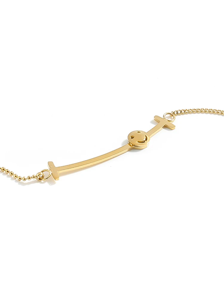 Женское Ожерелье YMYW Золотистое из титановой стали со смайликом | Украшения и