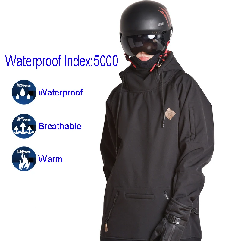 Зимняя Лыжная куртка унисекс с капюшоном водонепроницаемая для катания на лыжах