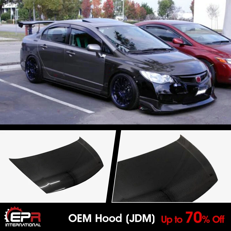 

For Honda Civic 2006 4 Door FD2R OE Carbon Glossy Hood Exterior Body accessories kit (JDM)