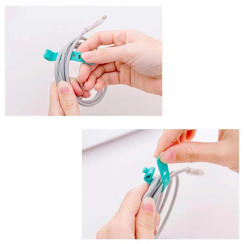 

4pcs Random Color Multipurpose Phone Cable Winder Charger Earphone Clip Management Wire Cord Fixer Cable Storage Organization