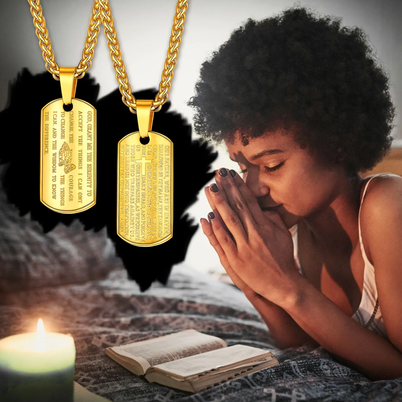 Ожерелье мужское черное/золотое из нержавеющей стали 316L | Украшения и аксессуары