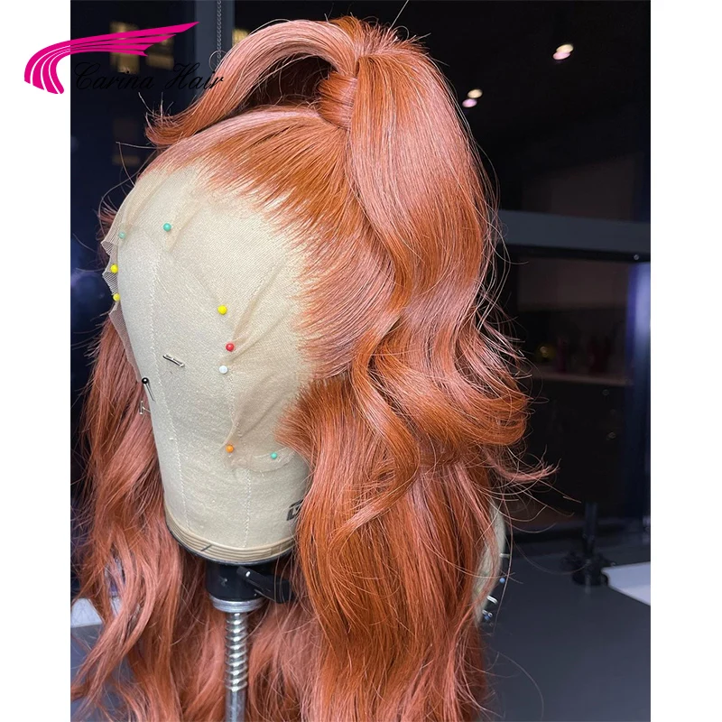 Светильник-оранжевый имбирный цвет 13x4 фронтальные парики на сетке 180%