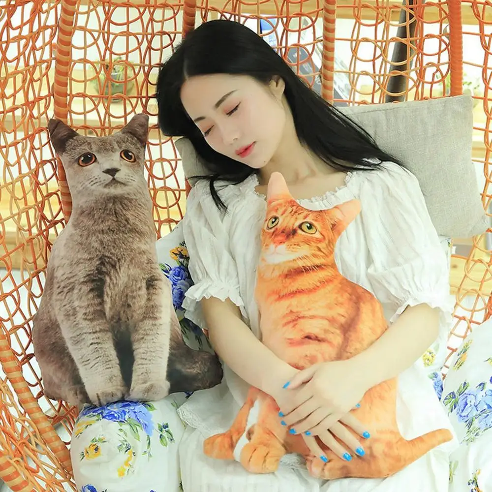 

3D Simulation Animal Doll Cat Plush Toy ImitationStuffed Sleeping Pillow Nap Sofa Cushion Bedroom Cushion Children Adult Gifts