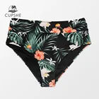CUPSHE размера плюс зеленый цветочный Высокая талия бикини Низ Купальник для женщин сексуальные большие трусики короткие 2022 раздельное Бикини Низ
