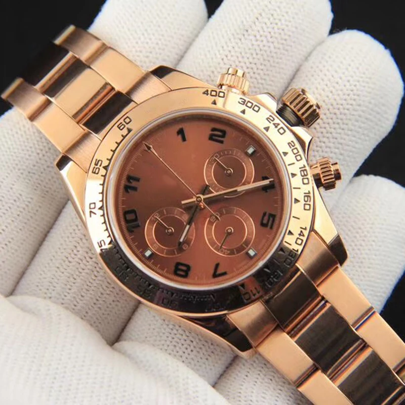 Золотые AAA Роскошные мужские часы day tona керамический ободок сапфировое стекло