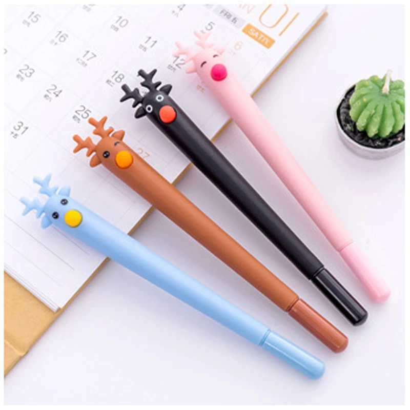 0 5 мм Мультяшные животные черная ручка для подписи милые маленькие лося