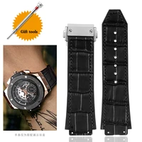 2519mm real cow leather rubber watchband for hublot classic fusion universe big bang series men belt watch band butterfly buckl