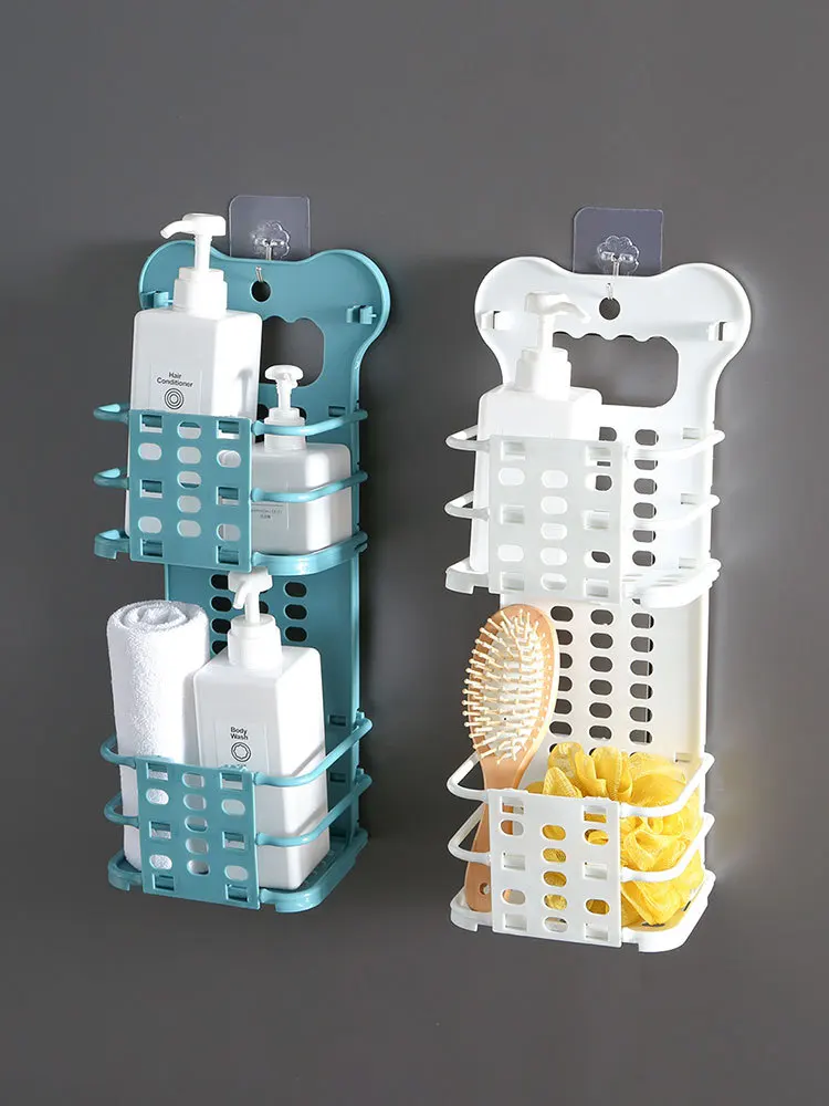 

YT Foldable Storage Basket Wall Mount Kitchen Hanging Basket 43*12*10cm Bathroom Nail-Free Bathing Small Basket Home Storage