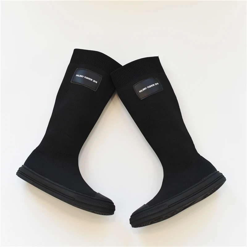 Koovan детские сапоги выше колена вязаные высокие новинка 2020 года стильная обувь