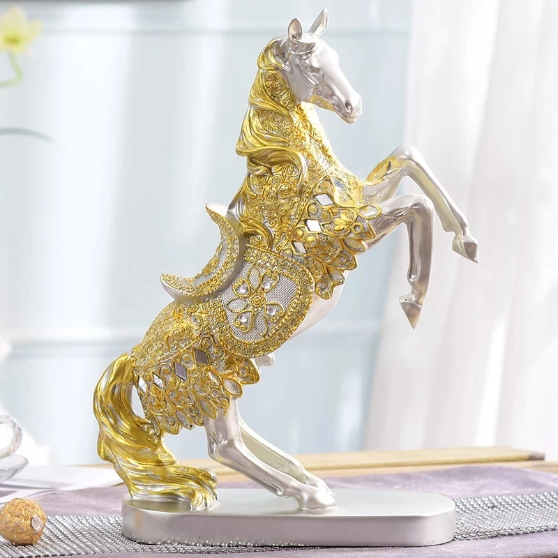 

European-Style Home Furnishings Creative Gold, Silver and Horse Wealth Room Light Luxury Small Furnishings Resin Crafts