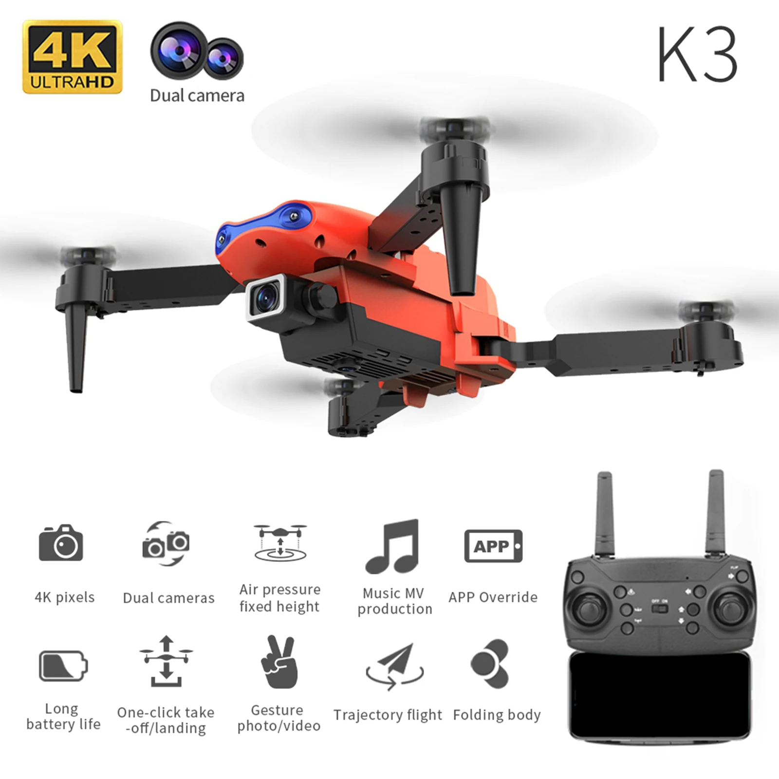 2021 новый дрон k3 4k hd широкоугольна