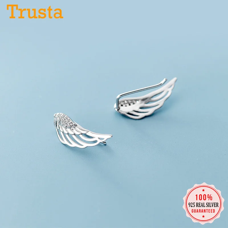 Trustdavis горячая Распродажа 925 пробы серебряные серьги гвоздики с крыльями феи и