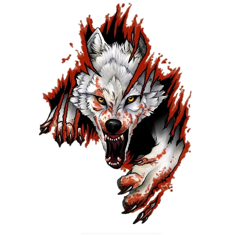 

13*18.3cm Angry Wolf From Hole Car Sticker Funny PVC Coloful Decals Motorcycle Accessories Sticker