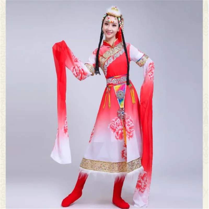 Совершенно новый горячий Тибетский танцевальный костюм женский взрослый длина