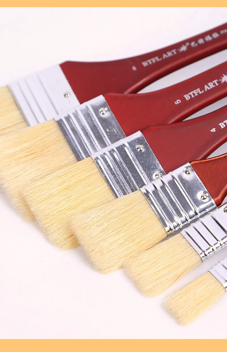 

3pcs super Long Flat Head Paint Brush Gouache Acrylic Painting Brush Oil Brush Painting Wall Art Supplies Watercolor Paint Tools