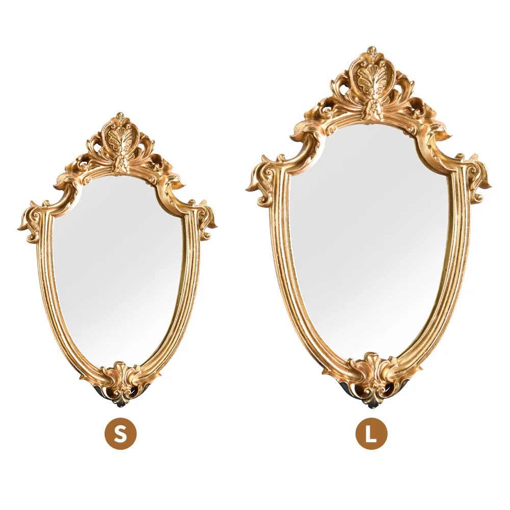 

Vintage Makeup Mirror Gold Frame Mirror Decorative Wall Hanging Mirror Small Nordic Retro Decoration Mirror Makeup Wedding Gift