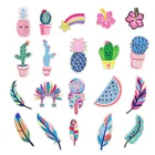 Вышитые патч DIY Ткань наклейки кактус перьевая ткань патч Одежда Аксессуары Патч Одежда патч утюг на горный хрусталь аппликации