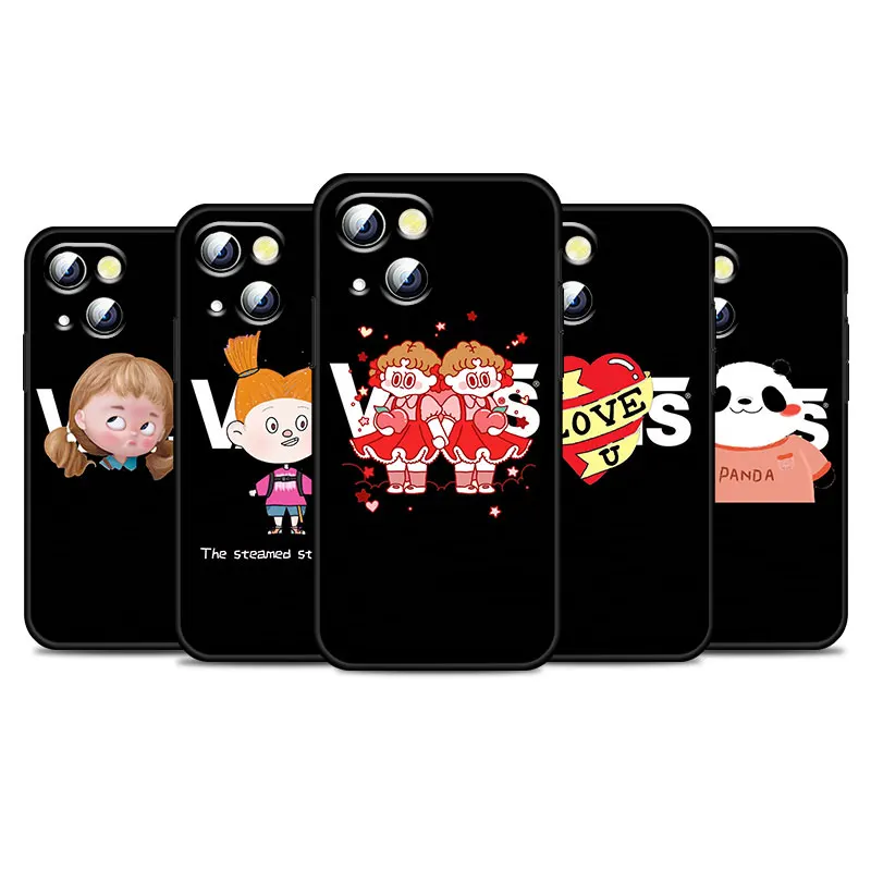 

Cute Boy Girl Fashion For Apple iPhone 13 12 11 Pro Max Mini XS Max X XR 6S 6 7 8 Plus 5S SE2020 Soft Black Phone Case