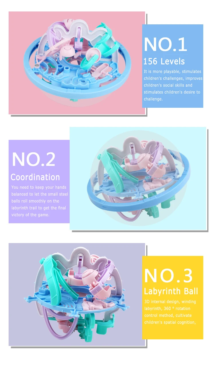 

Children Magnetic Maze Toys Kids 3D Puzzle Ball Games Early Educational Brain Teaser Intellectual Jigsaw Board Balance 156-level