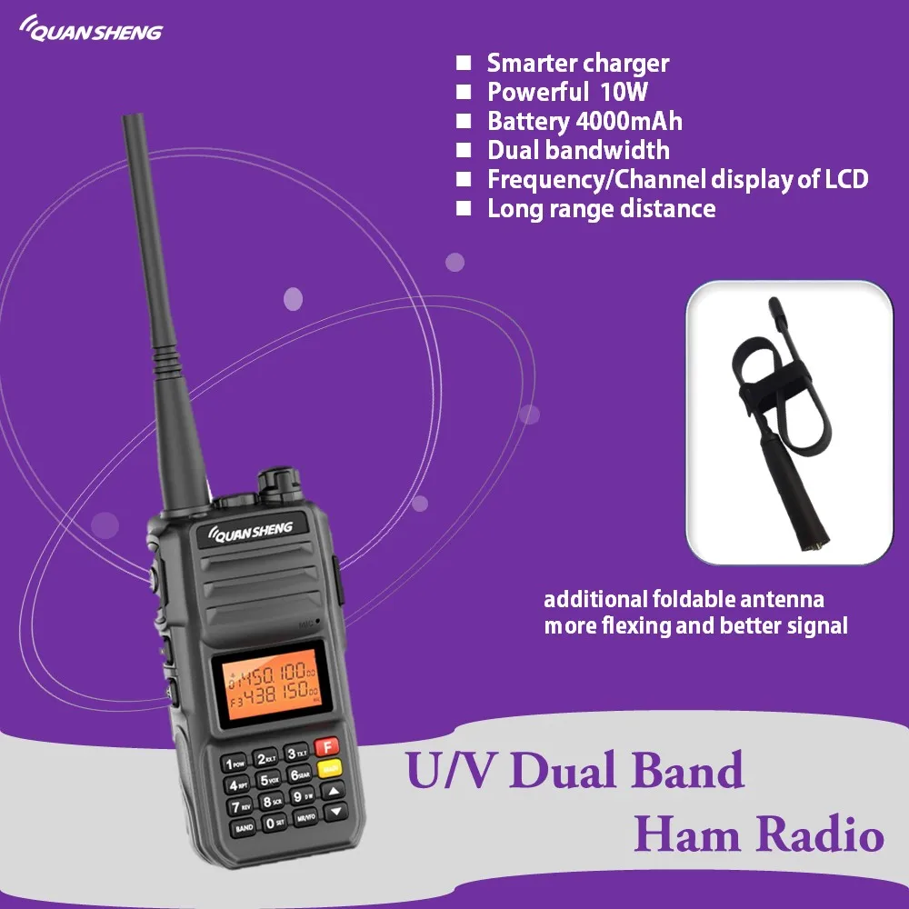 

Рация UHF VHF Двухдиапазонная любительская радиостанция HF приемопередатчик двухсторонняя радиосвязь Quansheng TGUV2PLUS для охоты 10 км