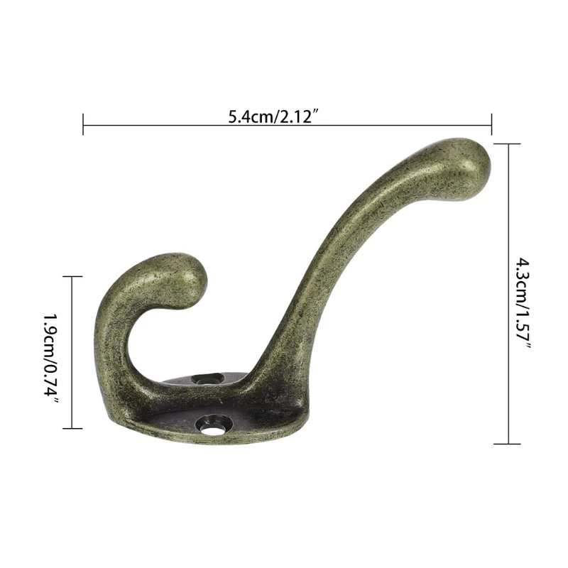 

10 Pack Heavy Duty Dual Coat Hooks with 20 Screws, Wall Mounted Hooks Retro Double Hooks Antique Bronze Hooks Clothes Hat Hooks